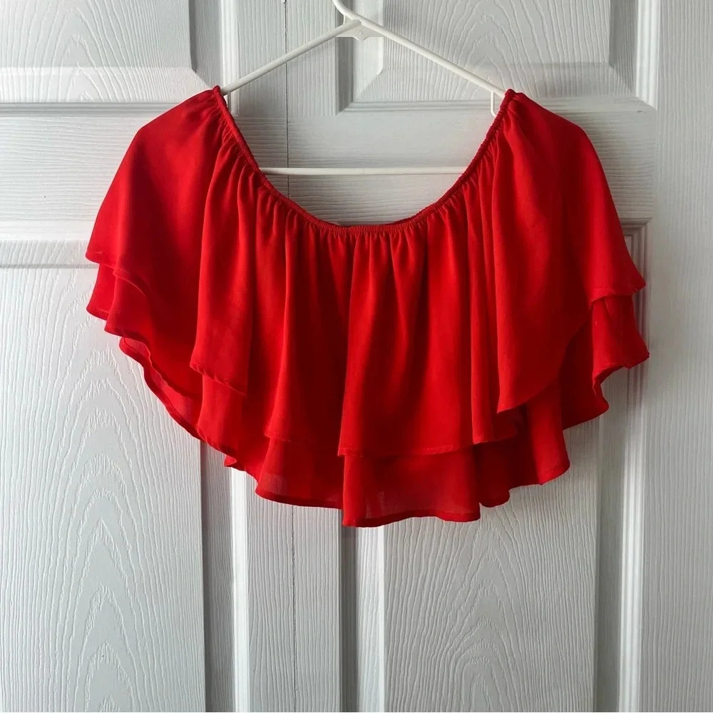 Show Me Your Mumu Love Spell Top Bonfire Red Off Shoulder Women’s Size Medium